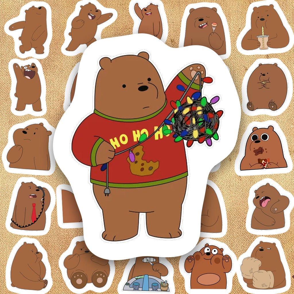 57 Sticker IN LASER Gấu Nâu Hoạt Hình Cute Dễ Thương Nhiều Biểu Cảm Hài Hước Dán Laptop Sổ Tay