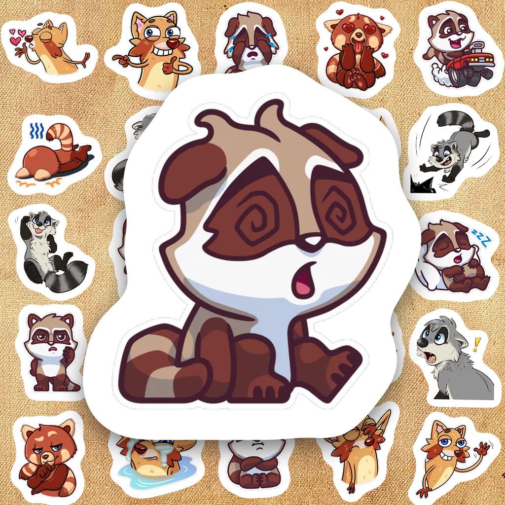 140 Sticker IN LASER Mấy Con Chồn Lộn Xộn Hoạt Hình Cute Dễ Thương Chốn Nước Dán Laptop Sổ Tay
