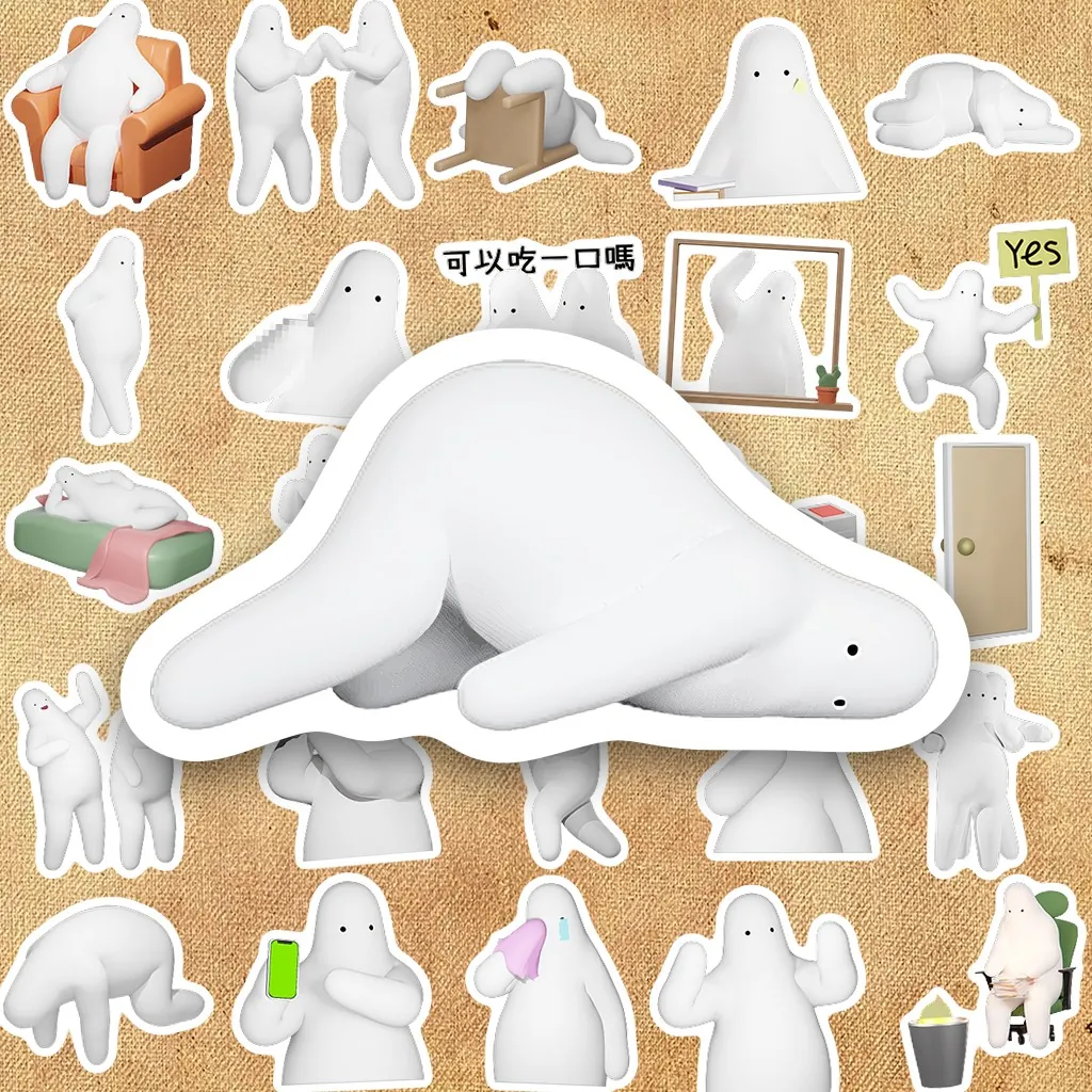 72 Sticker IN LASER Donothing 3D Cục Bột Lảm Biếng Cute Hài Hước Dán Laptop Sổ Tay Bình Nước