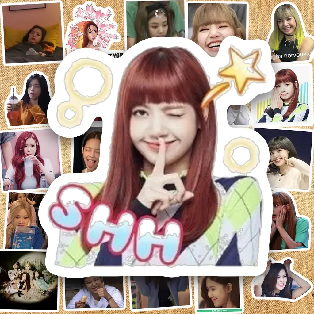 617 Sticker IN LASER Kpop Idol BlackPink Aesthetic Cute Hồng Trắng Dán Laptop Sổ Tay Bình Nước