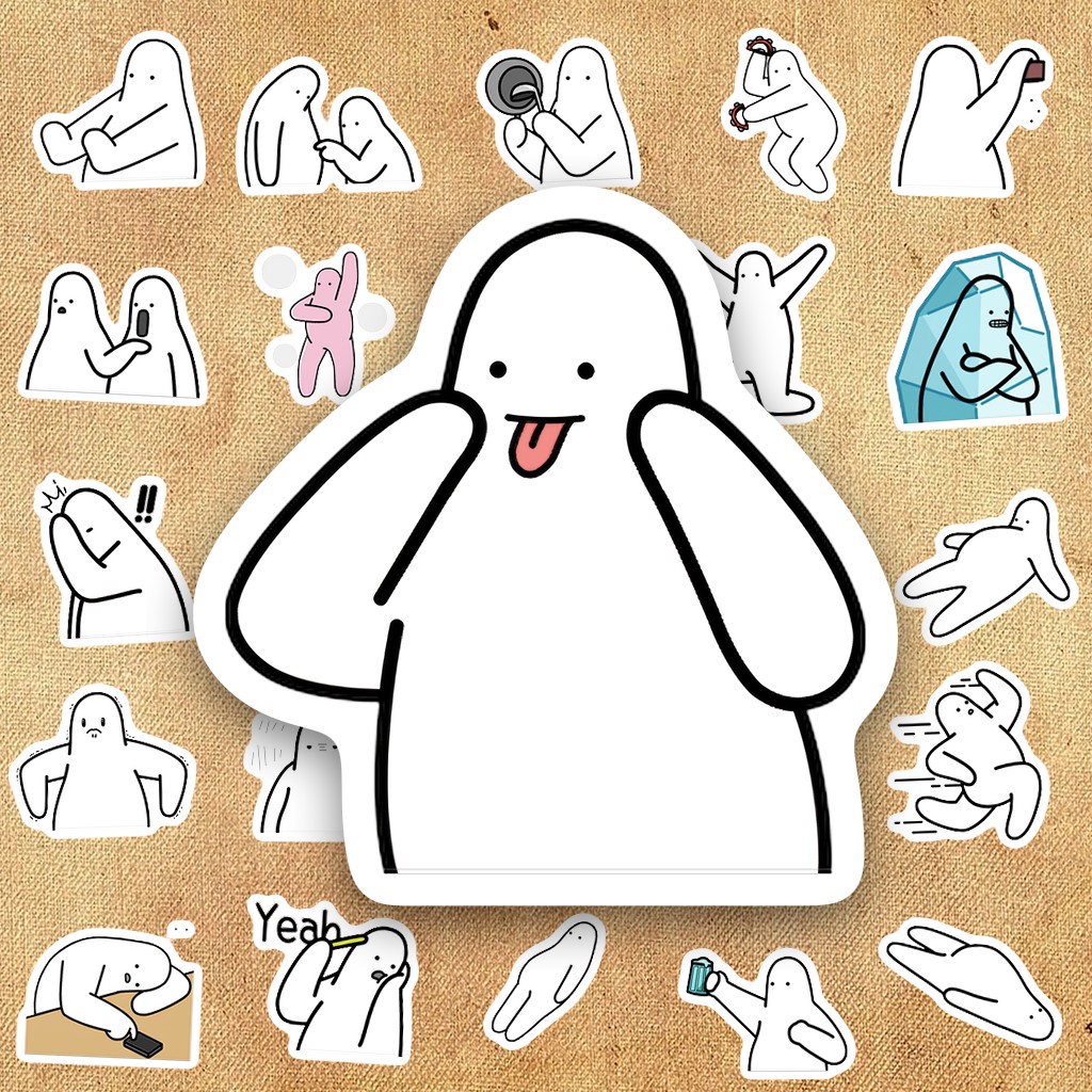 96 Sticker IN LASER Donothing Cục Bột Lảm Biếng Meme Hài Hước Cute Dán Laptop Sổ Tay Bình Nước
