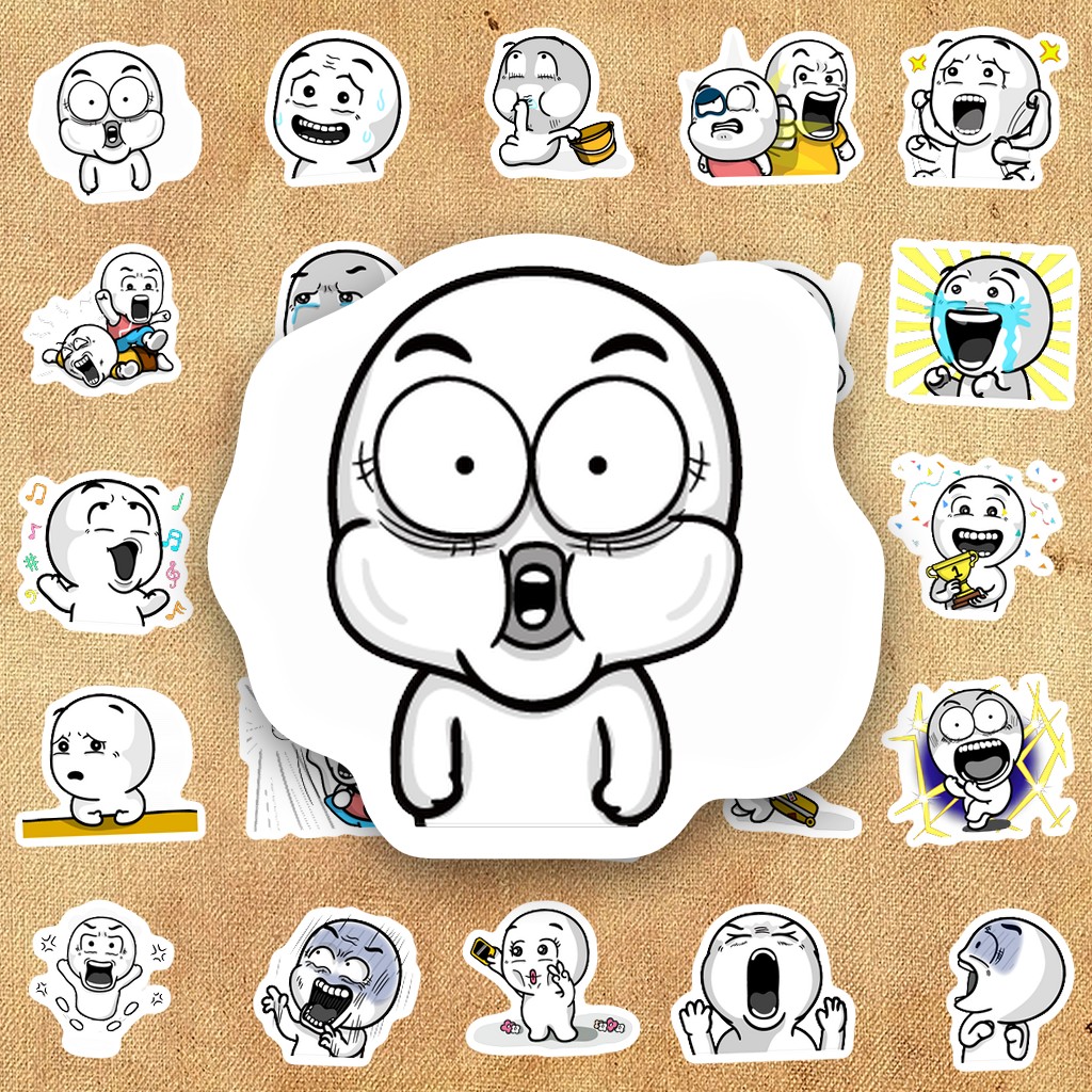48 Sticker IN LASER Meme Abi Chibi Mặt Tròn Hài Hước Biểu Cảm Cute Dán Laptop Sổ Tay Bình Nước
