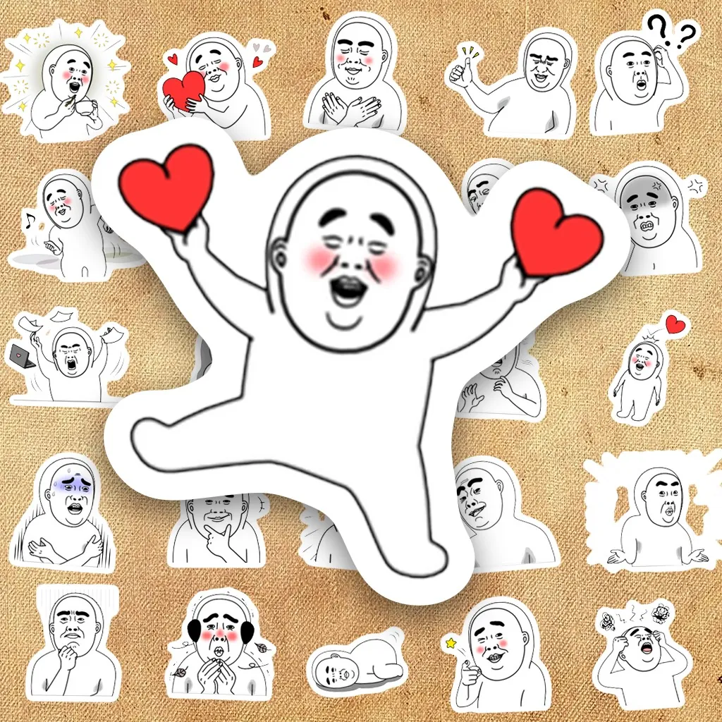 120 Sticker IN LASER Meme Mr Dahan Chú Trọc Hài Hước Biểu Cảm Cute Dán Laptop Sổ Tay Bình Nước