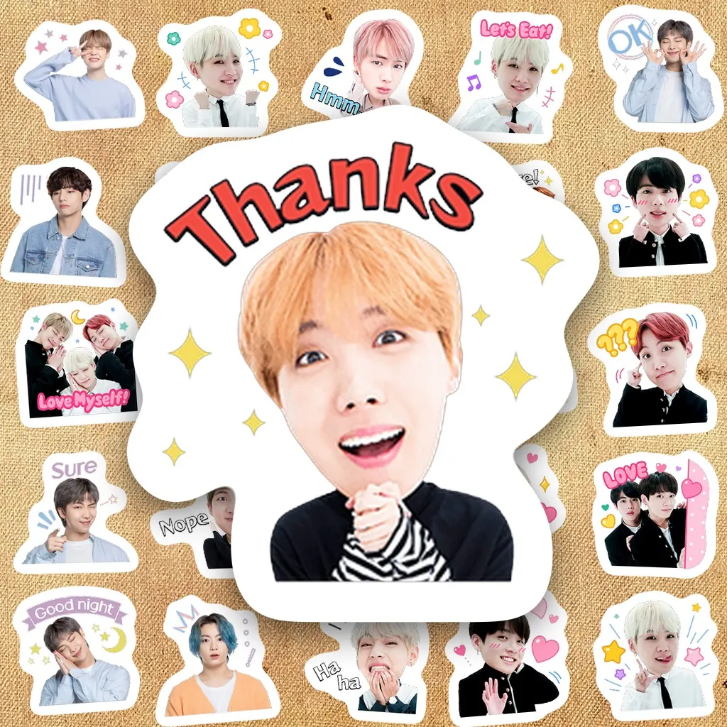 120 Sticker IN LASER Kpop Idol BTS Cute Cảm Ơn Fan Dễ Thương Dán Laptop Sổ Tay Bình Nước Chống Nước
