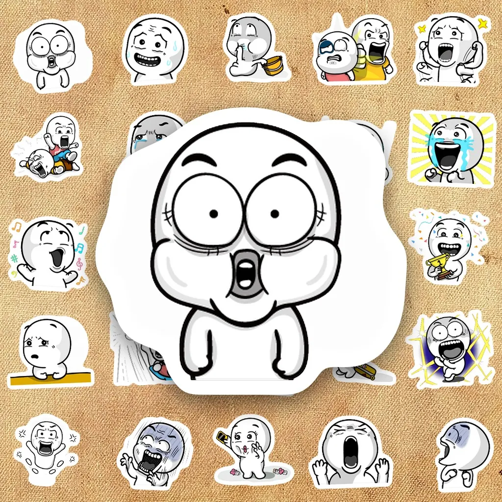 48 Sticker IN LASER Meme Abi Chibi Mặt Tròn Hài Hước Biểu Cảm Cute Dán Laptop Sổ Tay Bình Nước