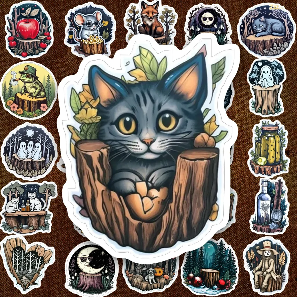 102 Sticker IN LASER Vintage Cổ Tích Cottagecore Rừng Nấm Phù Thủy Hợp Để Dán Seal Dán Laptop Sổ Tay