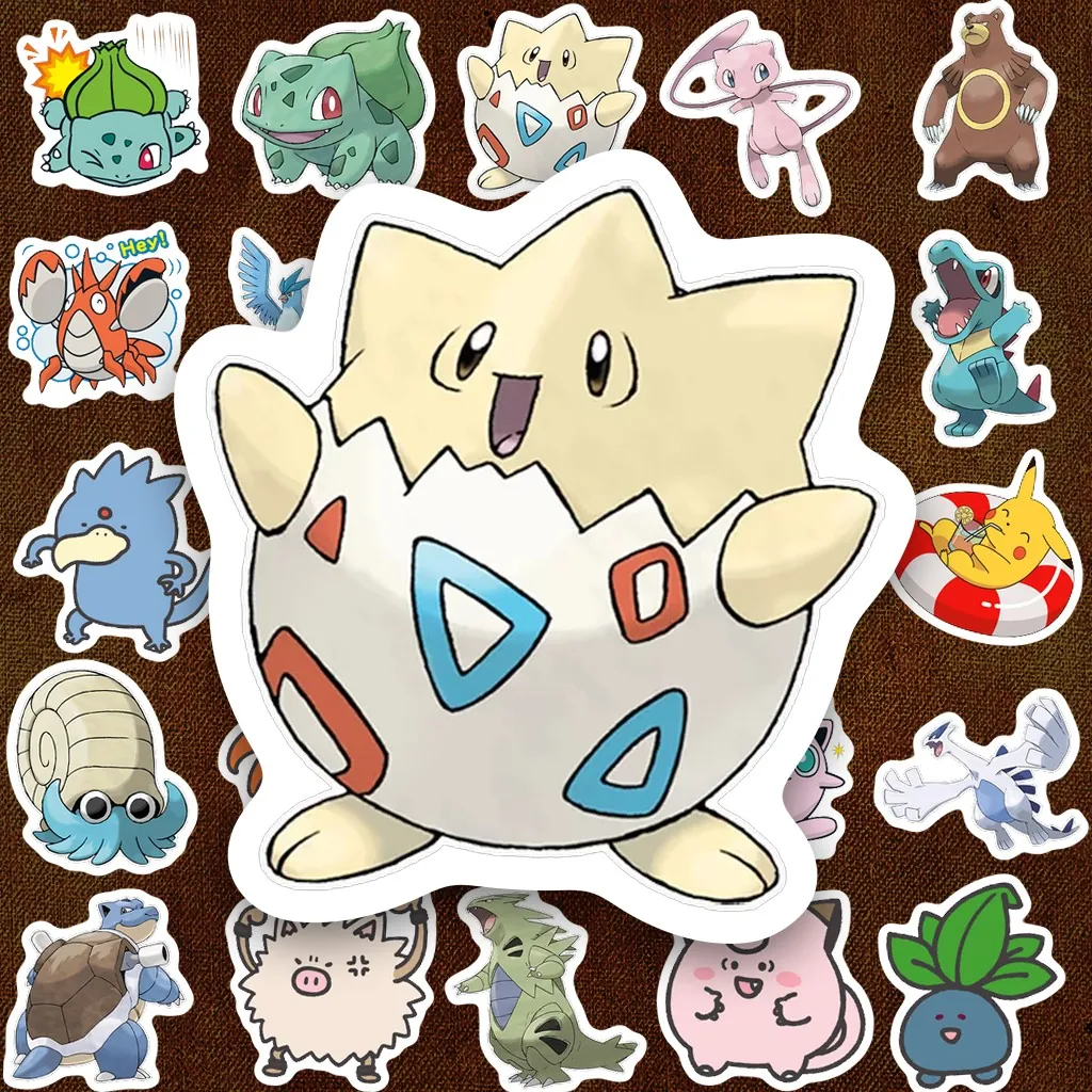 112 Sticker IN LASER Pokemon Hoạt Hình Cute Dễ Thương Dán Laptop Sổ Tay Bình Nước Ốp Lưng