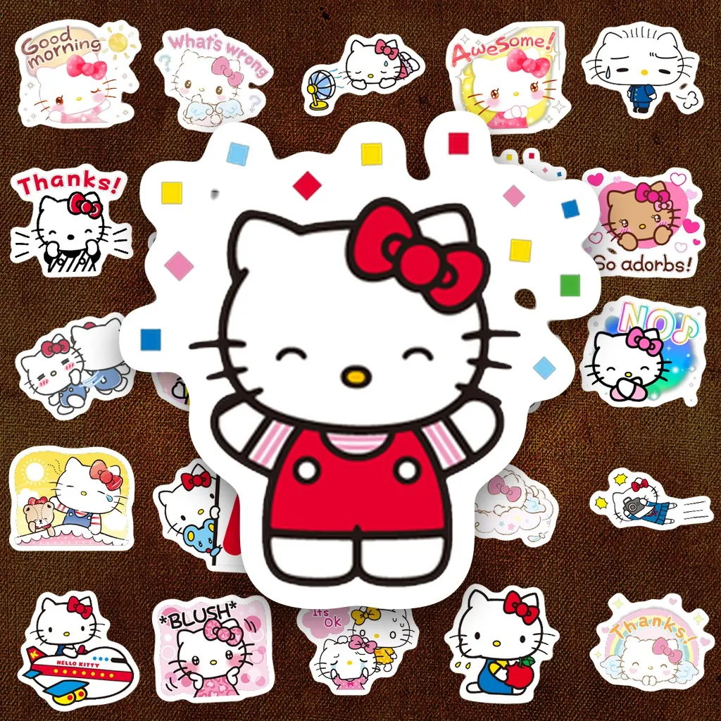 [Trọn Bộ] 1176 Sticker IN LASER Hello Kitty Mèo Trắng Nơ Hồng Cute Dễ Thương