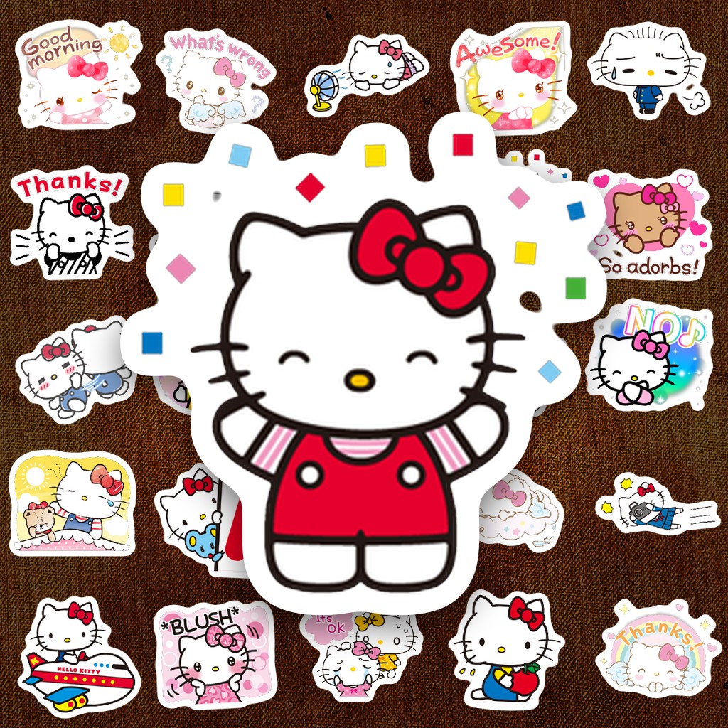 1176 Sticker IN LASER Hello Kitty Mèo Trắng Nơ Hồng Cute Dễ Thương
