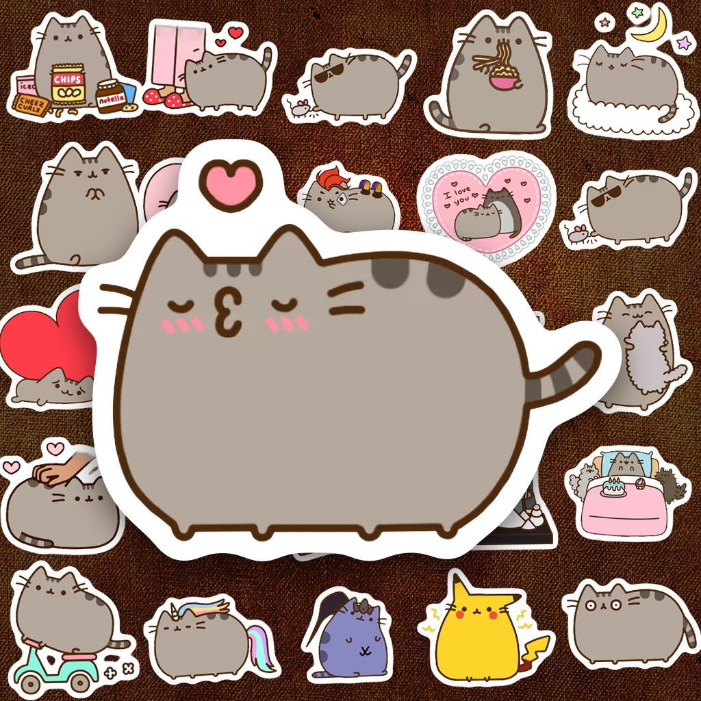 [Trọn Bộ] 371 Sticker IN LASER Pusheen Mèo Béo