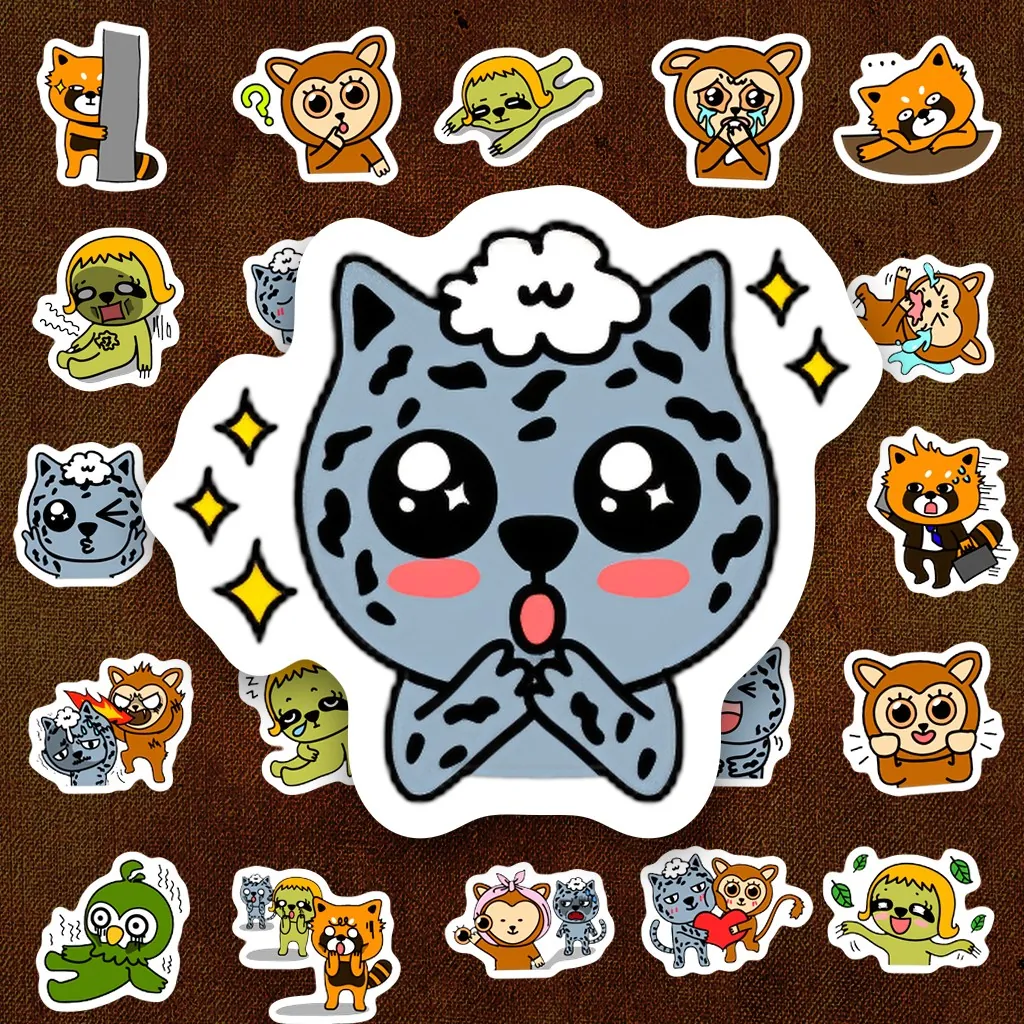 43 Sticker IN LASER Meme Heromals Động Vật Mèo Gấu Chó Ếch Cute Dán Laptop Sổ Tay Bình Nước
