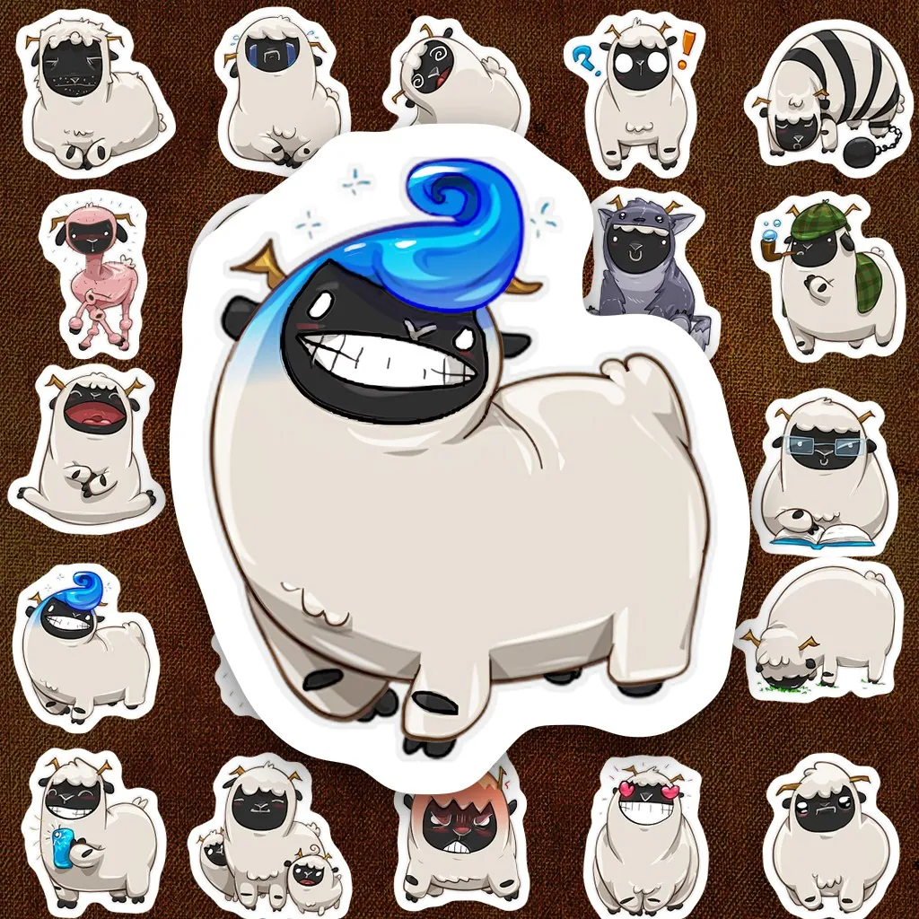 43 Sticker IN LASER Meme Cừu Mặt Đen Baach Hài Hước Đa Dạng Cute Dán Laptop Sổ Tay Bình Nước