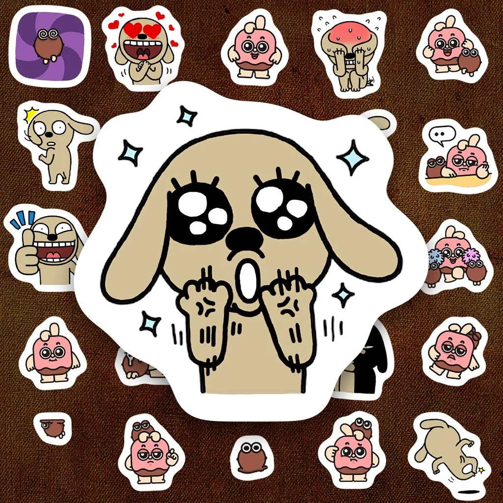 43 Sticker IN LASER Meme Chó Nâu Hello Brown Hài Hước Cute Dễ Thương Dán Laptop Sổ Tay Bình Nước
