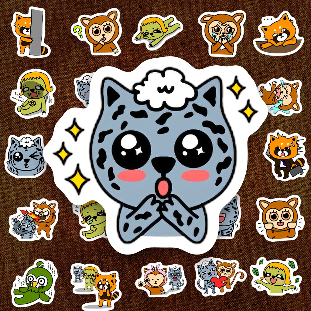 43 Sticker IN LASER Meme Heromals Động Vật Mèo Gấu Chó Ếch Cute Dán Laptop Sổ Tay Bình Nước