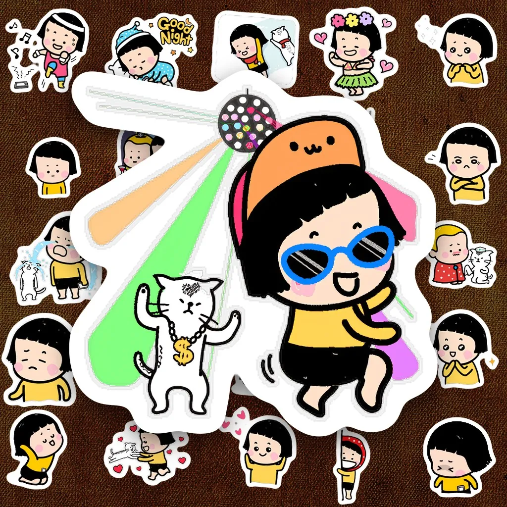 264 Sticker IN LASER Meme MiM Bé Tóc Nấm Hài Hước Cute Dễ Thương Dán Laptop Sổ Tay Bình Nước