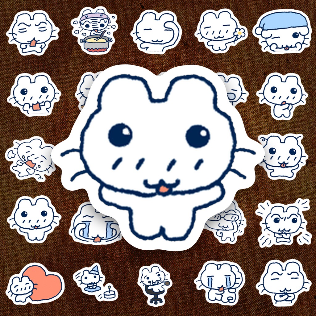 72 Sticker IN LASER Meme BGBB's Mèo Trắng Doodle Hài Hước Biểu Cảm Cute Dán Laptop Sổ Tay Bình Nước