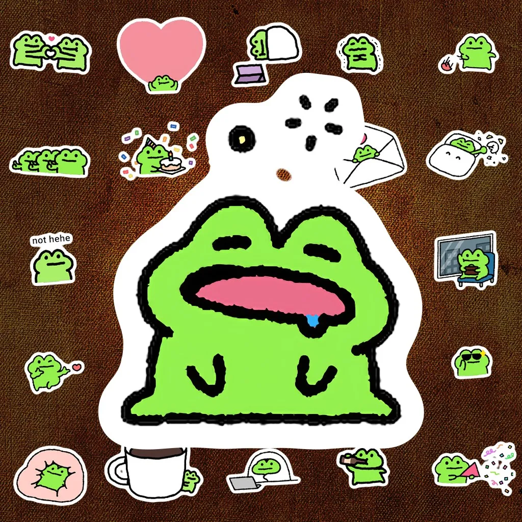 488 Sticker IN LASER Meme Fric Ếch Xanh Doodle Bựa Hài Hước Cute Dán Laptop Sổ Tay Bình Nước