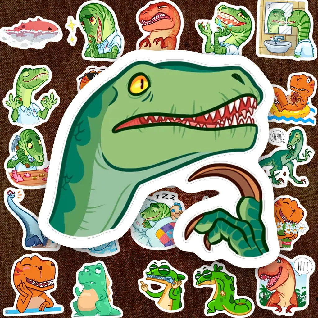 157 Sticker IN LASER Khủng Long Hài Hước Biểu Cảm Cute Dán Laptop Sổ Tay Bình Nước
