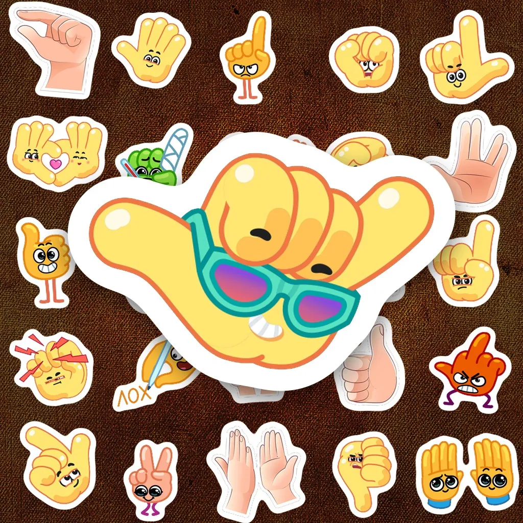 89 Sticker IN LASER Meme Bàn Tay Vàng Hài Hước Biểu Cảm Cute Dán Laptop Sổ Tay Bình Nước