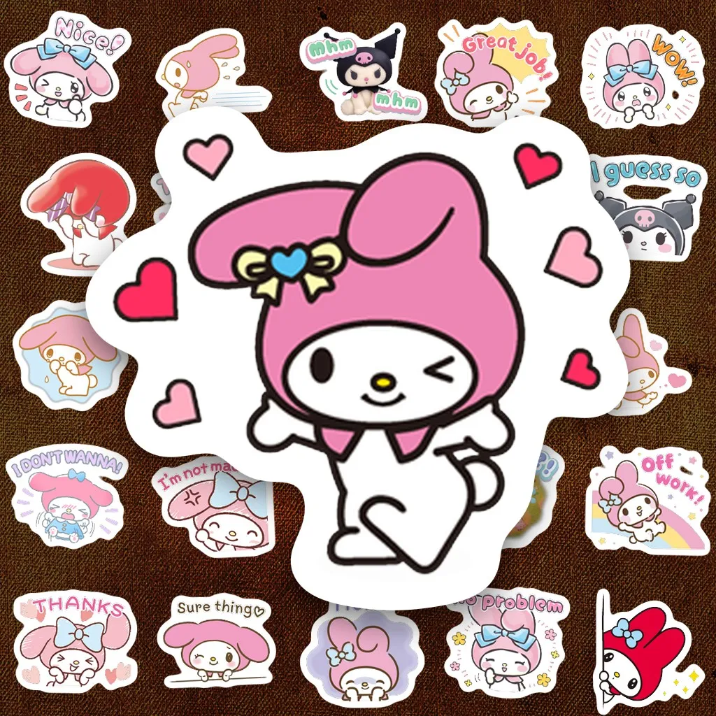 688 Sticker IN LASER My Melody Thỏ Hồng Cute Dễ Thương Nhiều Biểu Cảm Dán Laptop Sổ Tay Bình Nước