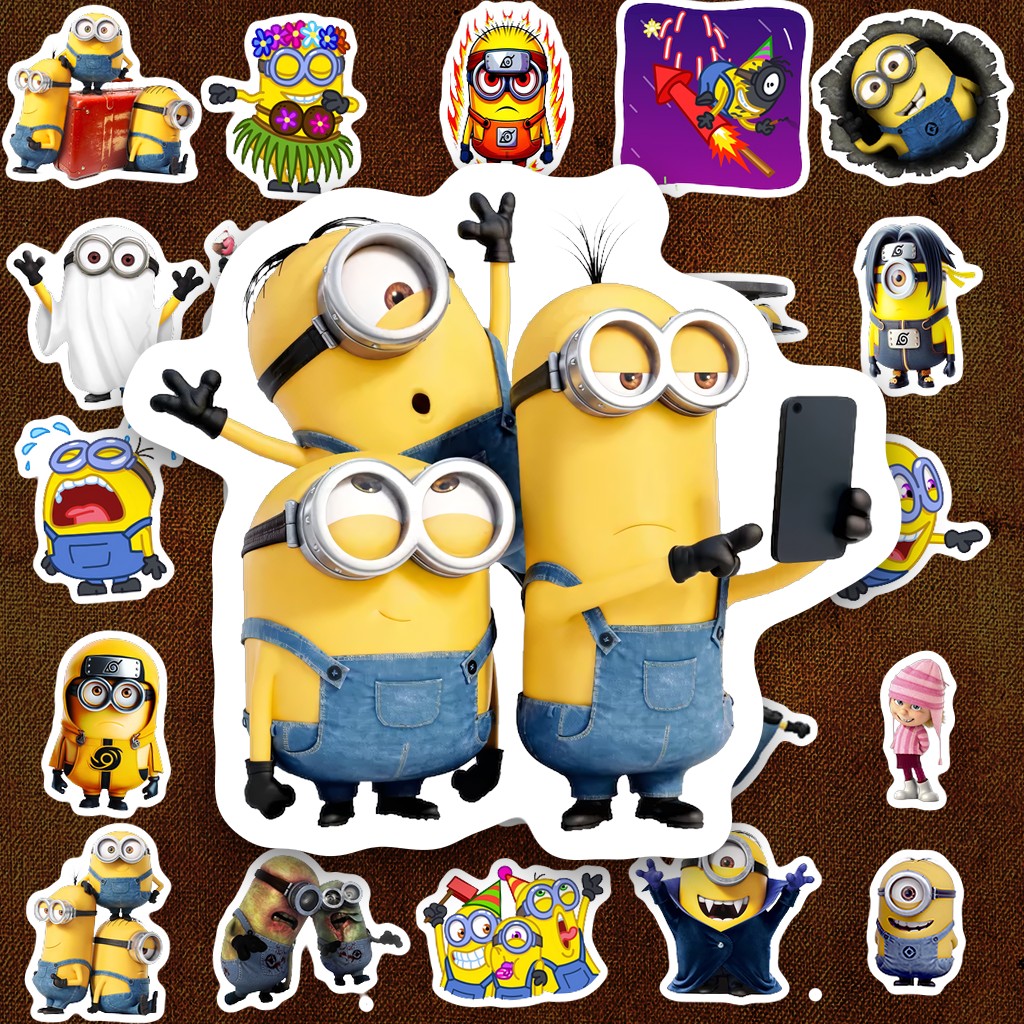 183 Sticker IN LASER Minions Hoạt Hình Cute Dễ Thương Hài Hước Biểu Cảm Dán Laptop Sổ Tay Bình Nước