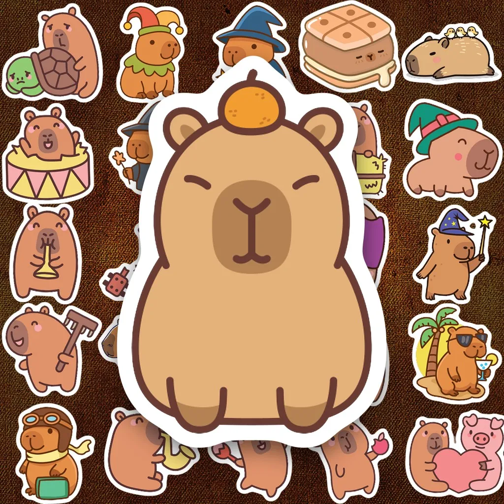 205 Sticker IN LASER Capy Bara Capybara Chuột Lang Nước Cute Dễ Thương Dán Laptop Sổ Tay Bình Nước