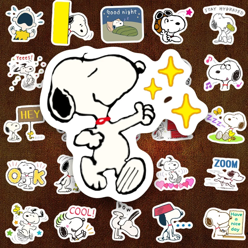 1520 Sticker IN LASER Snoopy Chó Hoạt Hình Cute Dễ Thương Biểu Cảm Dán Laptop Sổ Tay Bình Nước