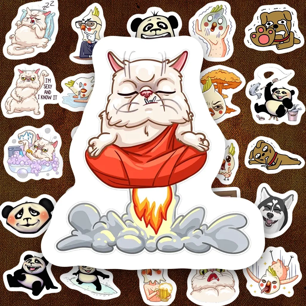 164 Sticker IN LASER Meme Động Vật Bựa Tấu Hề Hài Hước Gấu Trúc Mèo Vẹt Husky Cute Dán Laptop