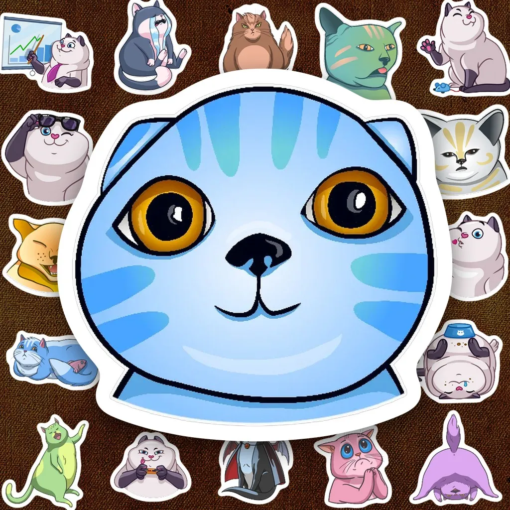 100 Sticker IN LASER Meme Mèo Hài Hước Biểu Cảm Đa Dạng Cute Dán Laptop Sổ Tay Bình Nước Chống Nước