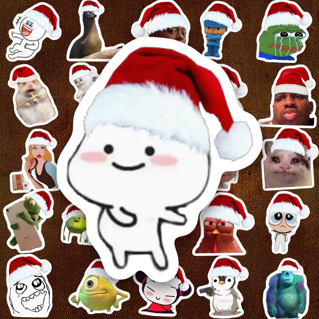 100 Sticker IN LASER Meme Noel Tất Cả Đội Nón Giáng Sinh Hài Hước Dán Laptop Sổ Tay Bình Nước