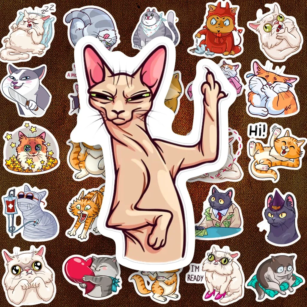 200 Sticker IN LASER Meme Mèo Hoạt Hình Hài Hước Biểu Cảm Đa Dạng Cute Dán Laptop Sổ Tay Bình Nước