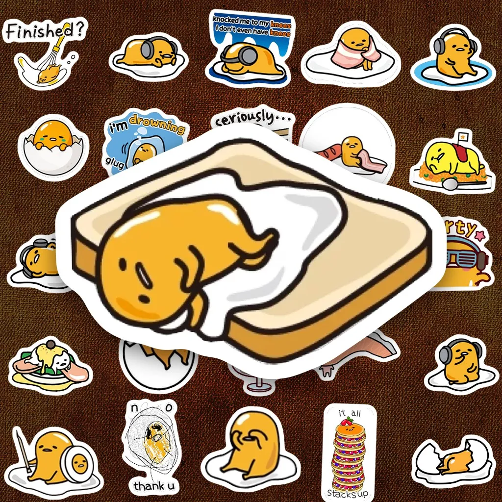 200 Sticker IN LASER Gudetama Trứng Lười Ốp La Cute Dễ Thương Dán Laptop Sổ Tay Bình Nước Chống Nước