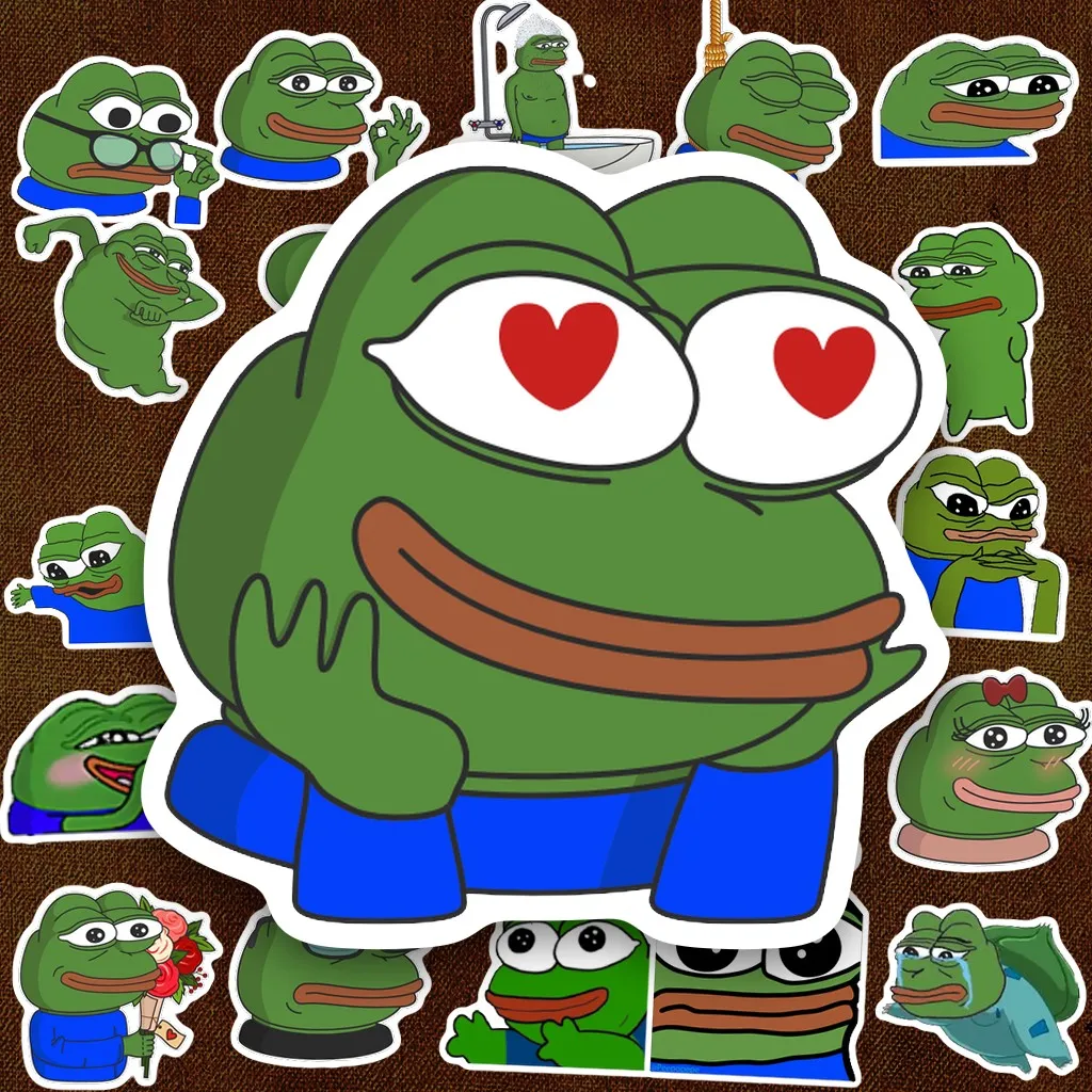 200 Sticker IN LASER Ếch Xanh Pepe Meme Biểu Cảm Đa Dạng Cute Bựa Dán Laptop Sổ Tay Bình Nước