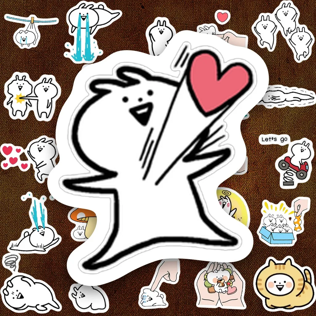 100 Sticker IN LASER Usagyuuun Thỏ Bựa Meme Hài Hước Biểu Cảm Cute Dán Laptop Sổ Tay Bình Nước