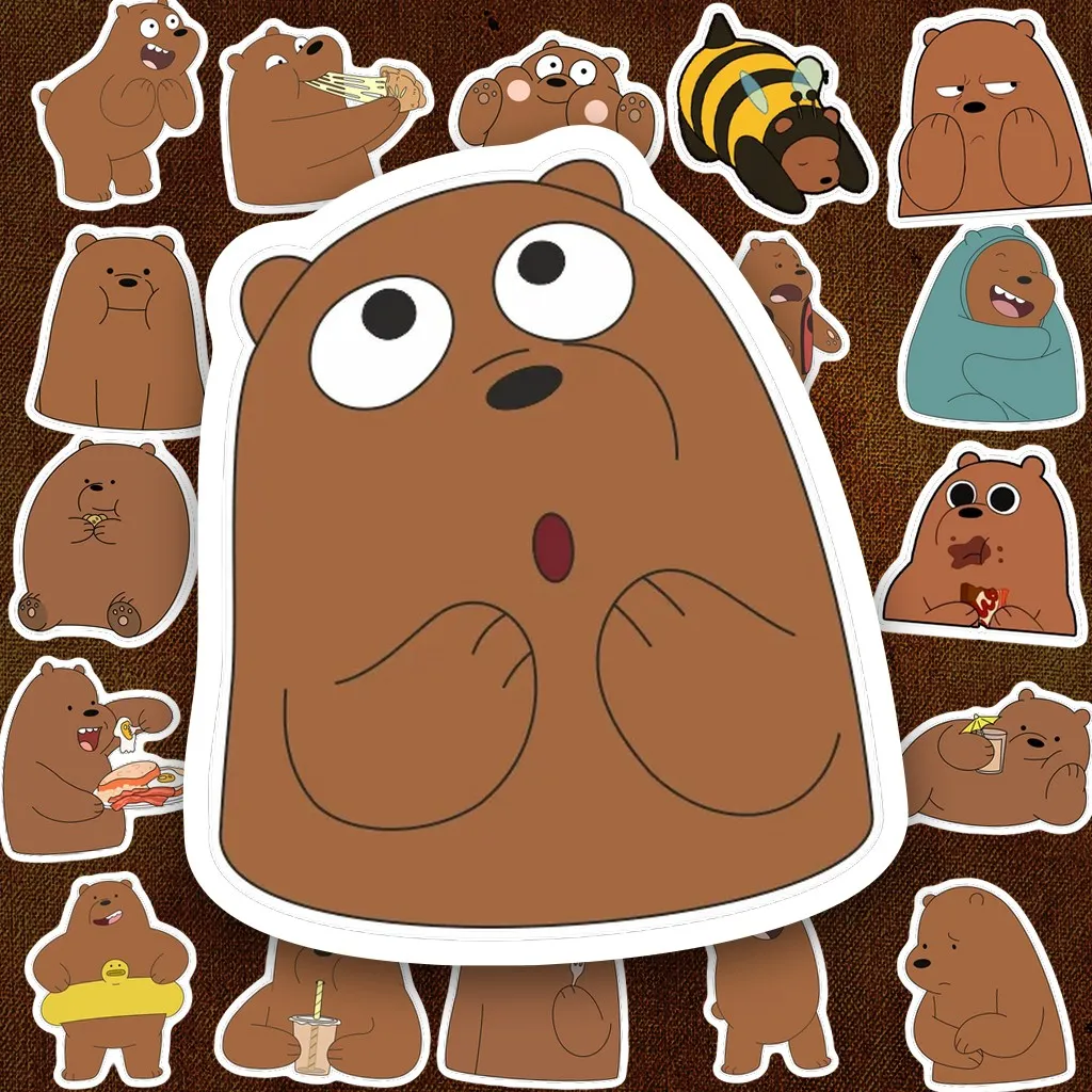 57 Sticker IN LASER Gấu Nâu Hoạt Hình Cute Dễ Thương Nhiều Biểu Cảm Hài Hước Dán Laptop Sổ Tay