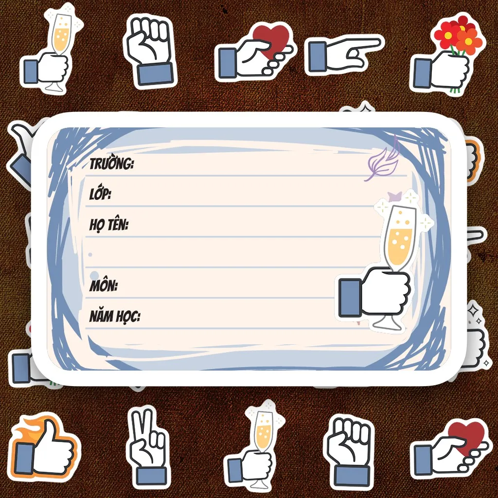 16 Nhãn Vở IN LASER Meme Bàn Tay Cử Chỉ Like Thả Tim Cute Dễ Thương Dán Vở Tập Sổ Tay Học Sinh