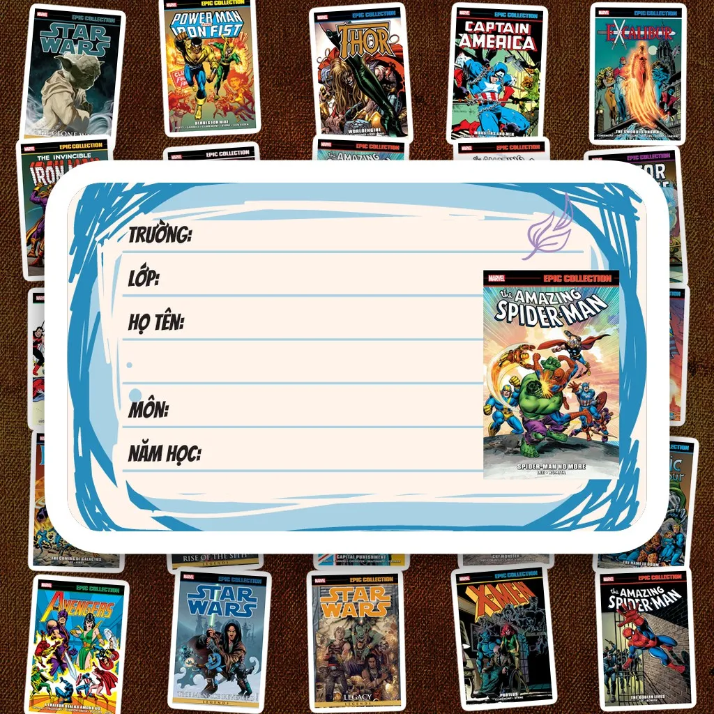 64 Nhãn Vở IN LASER Marvel Spider Comic Retro Collection 1 Cute Dễ Thương Dán Vở Tập Sổ Tay Học Sinh