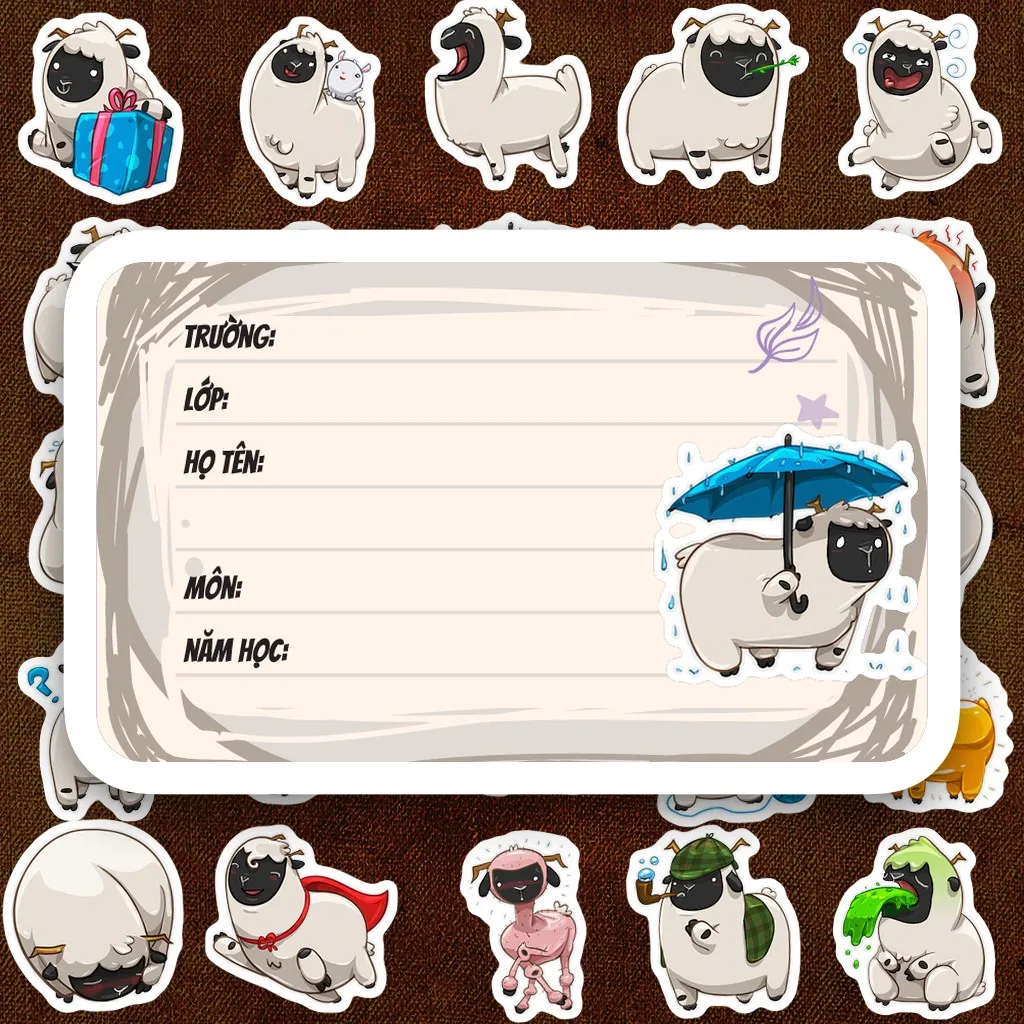 48 Nhãn Vở IN LASER Meme Cứu Mạng Trắng Đen Hài Hước Cute Dễ Thương Dán Vở Tập Sổ Tay Học Sinh