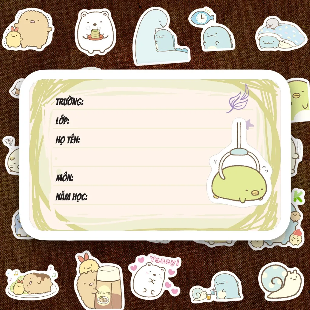 208 Nhãn Vở IN LASER Nhân Vật Góc Phòng Cute Pastel Cute Dễ Thương Dán Vở Tập Sổ Tay Học Sinh