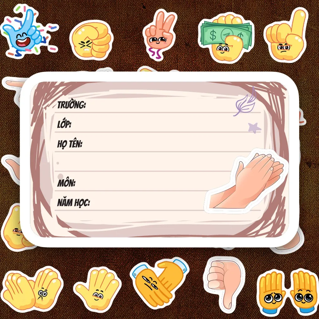 96 Nhãn Vở IN LASER Meme Bàn Tay Vàng Cử Chỉ Hài Hước Cute Dễ Thương Dán Vở Tập Sổ Tay Học Sinh