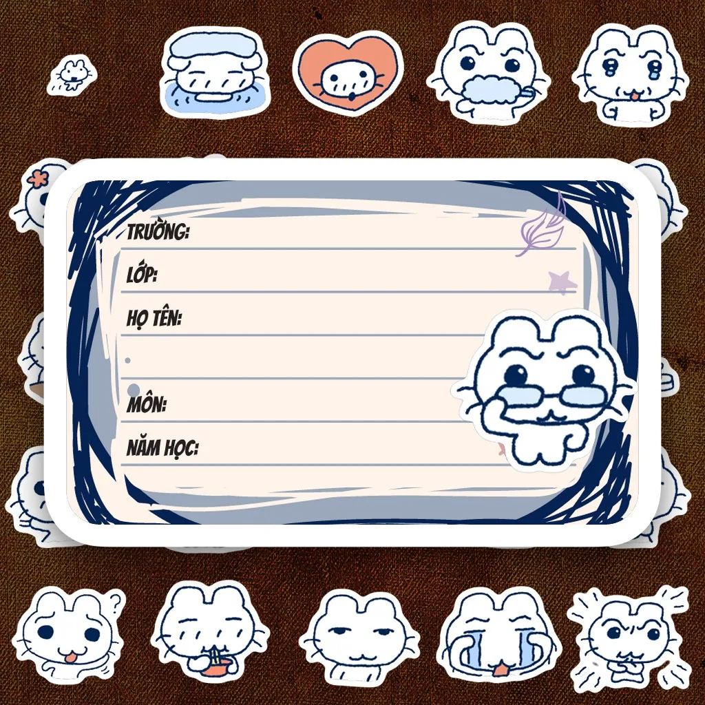 80 Nhãn Vở IN LASER Meme Mèo Trắng Doodle Hài Hước Cute Dễ Thương Dán Vở Tập Sổ Tay Học Sinh