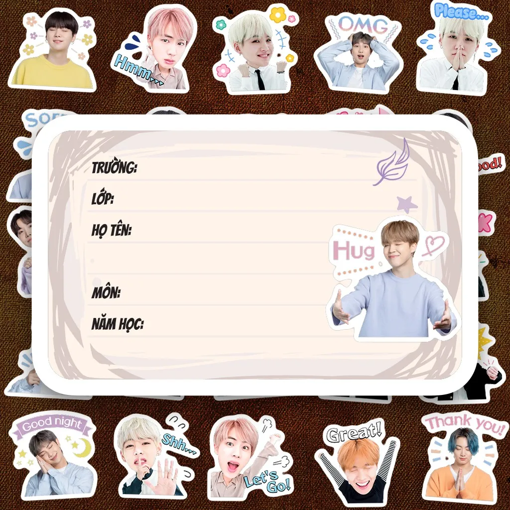 128 Nhãn Vở IN LASER KPOP Idol BTS Cảm Ơn Fan Cute Dễ Thương Dán Vở Tập Sổ Tay Học Sinh
