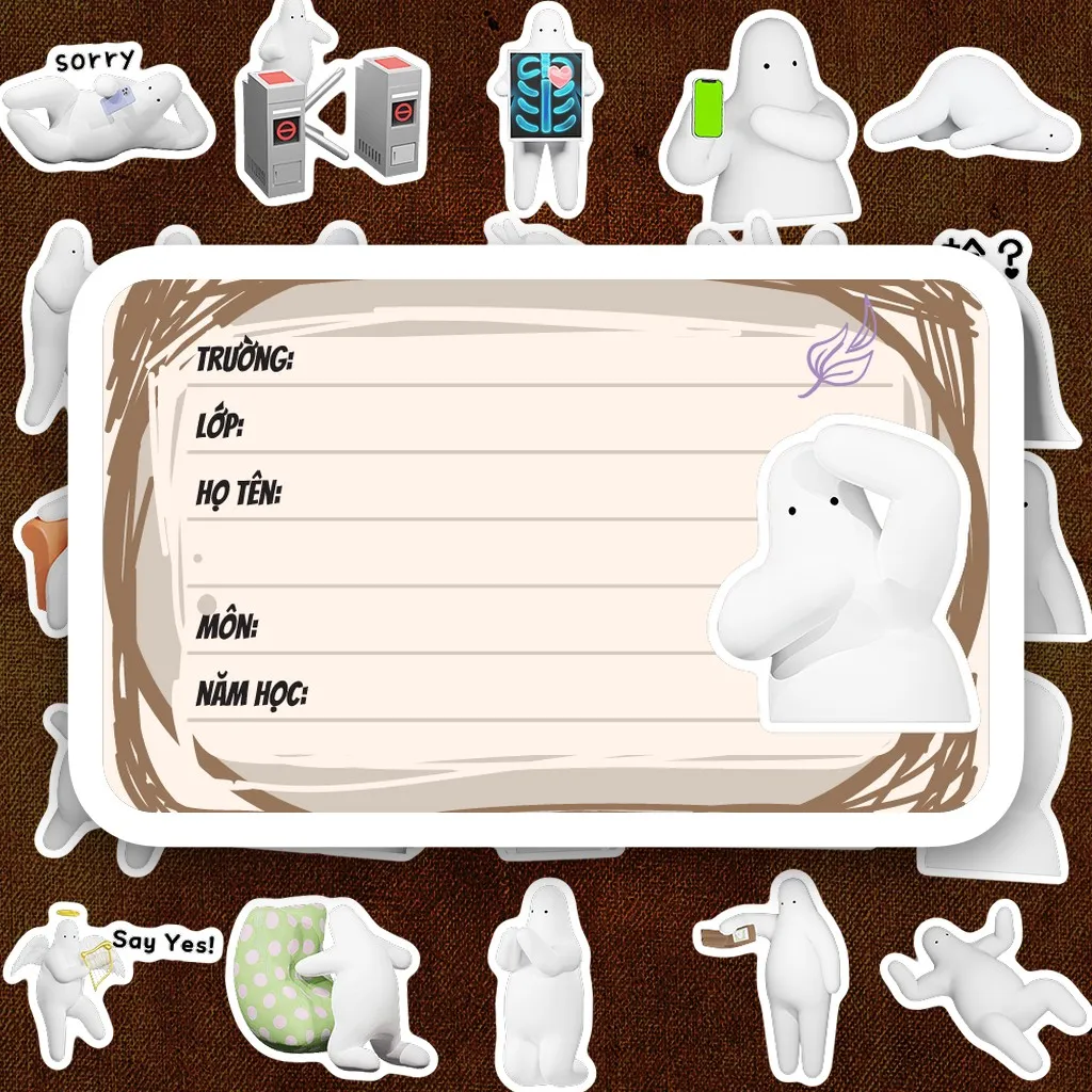 80 Nhãn Vở IN LASER Donothing 3D Cục Bột Lười Biếng Cute Dễ Thương Dán Vở Tập Sổ Tay Học Sinh