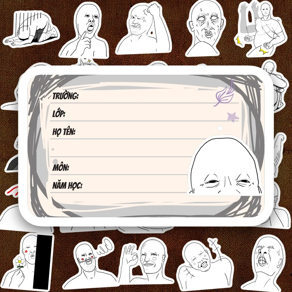 80 Nhãn Vở IN LASER Meme Chú Trọc Mr Collapse Biểu Cảm Cute Dễ Thương Dán Vở Tập Sổ Tay Học Sinh
