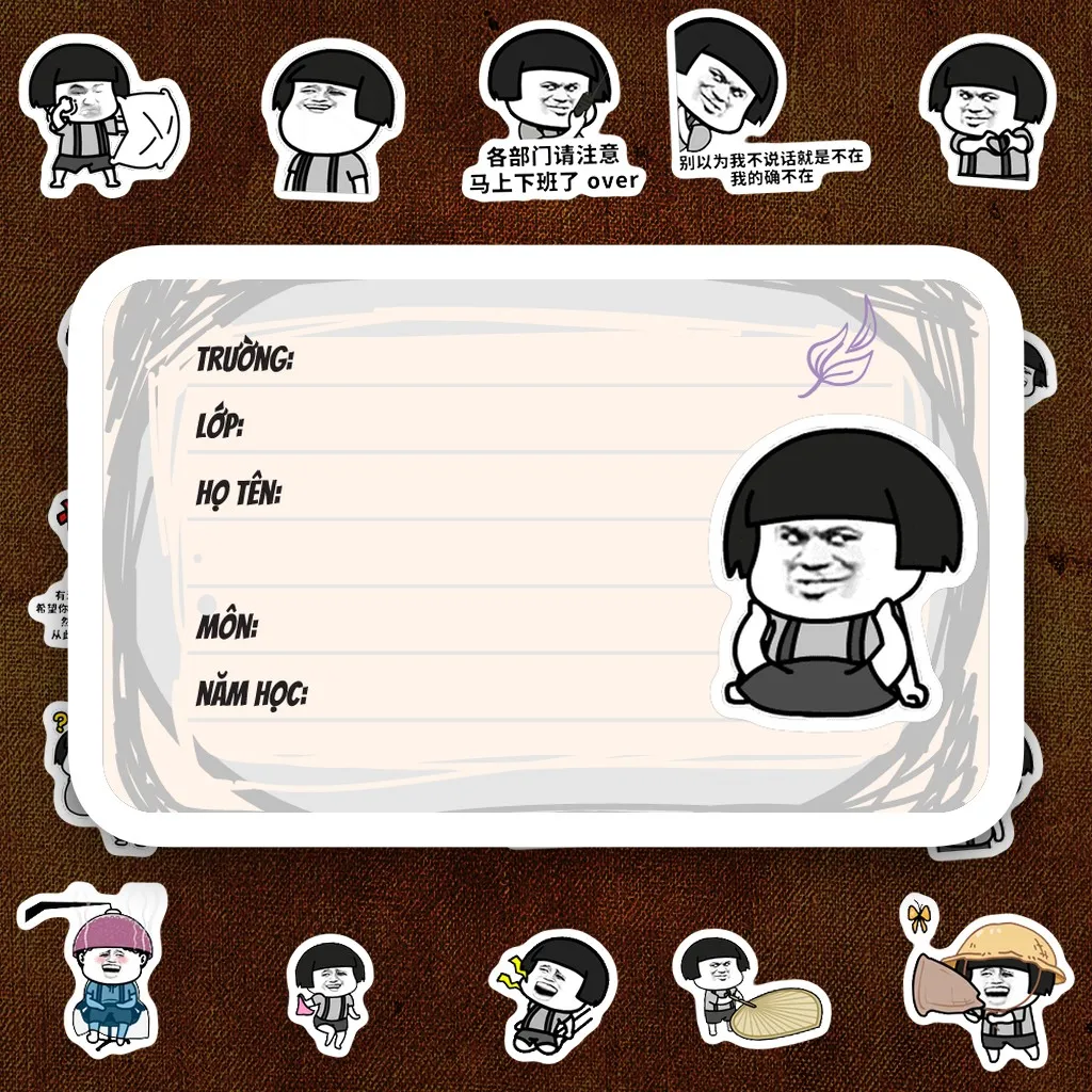 496 Nhãn Vở IN LASER Meme Mogutou Âu Nấm Hài Hước Cute Dễ Thương Dán Vở Tập Sổ Tay Học Sinh