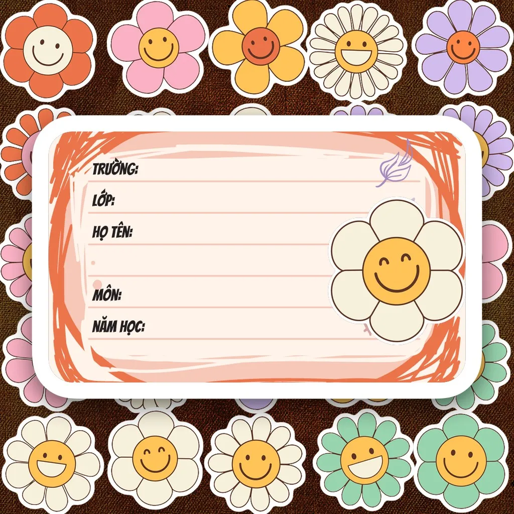 64 Nhãn Vở IN LASER Hoa Cúc Mặt Cười Daisy Retro Groovy Y2K Cute Dễ Thương Dán Vở Tập Sổ Tay