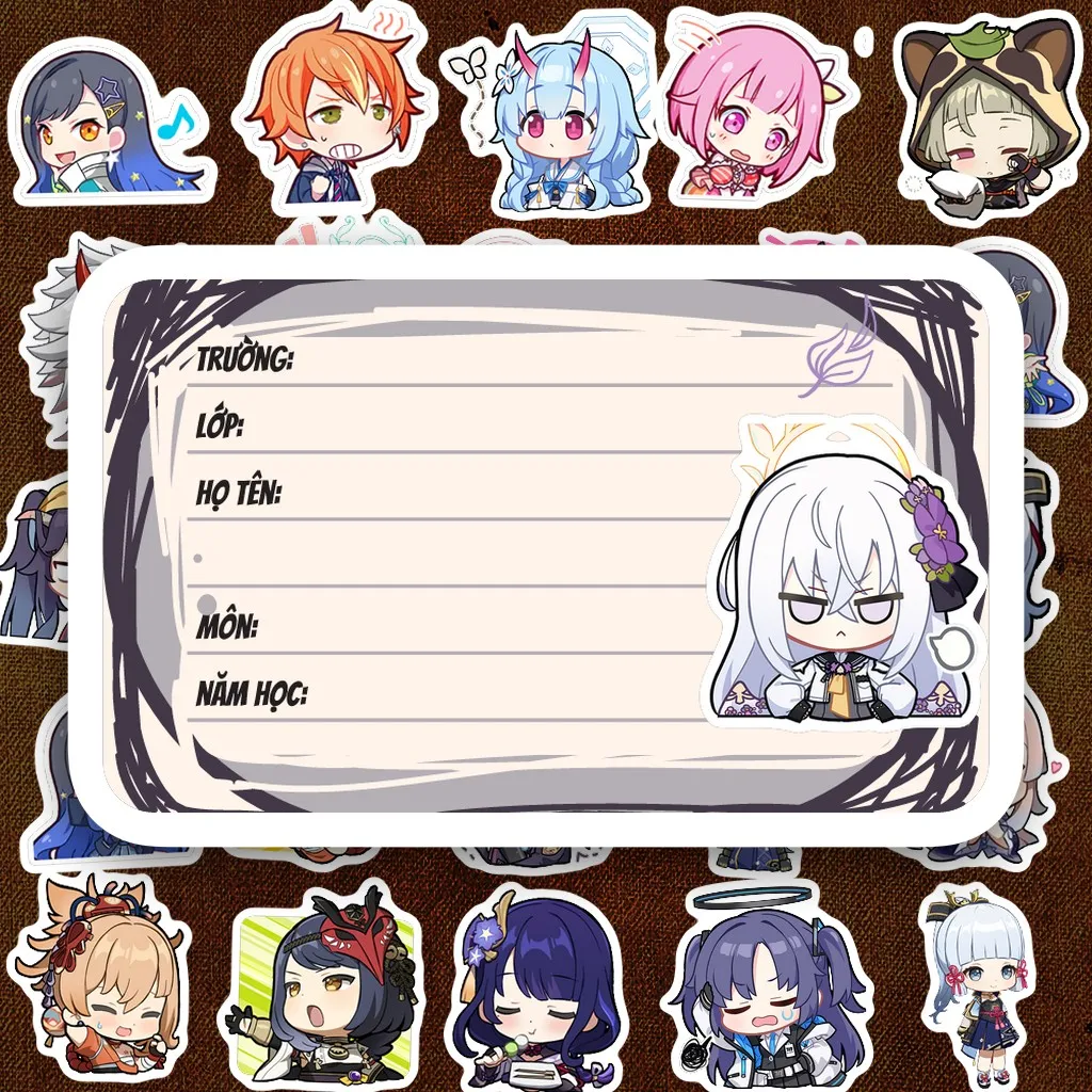 160 Nhãn Vở IN LASER Anime Chibi Nhân Vật Hoạt Hình Cute Dễ Thương Dán Vở Tập Sổ Tay Học Sinh