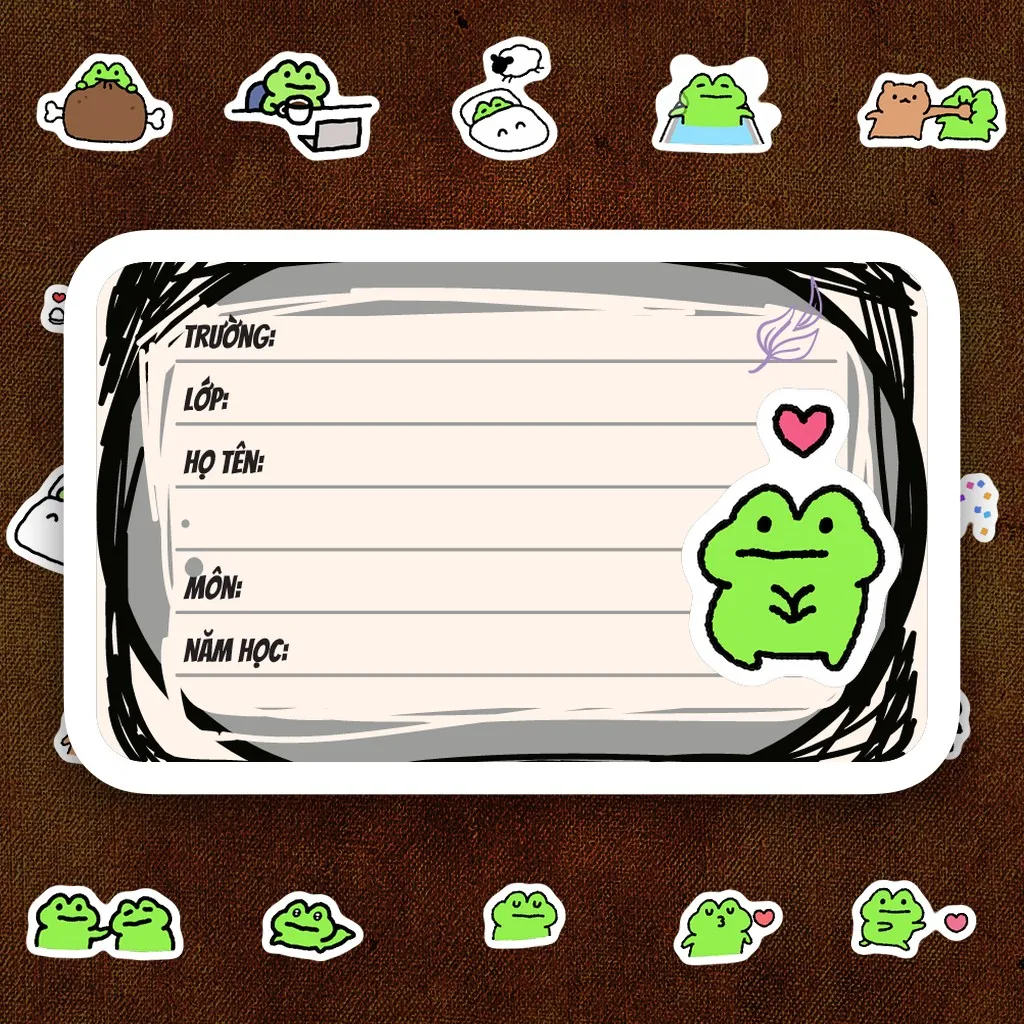 496 Nhãn Vở IN LASER Meme Fric Ếch Xanh Doodle Bựa Hài Hước Cute Dễ Thương Dán Vở Tập Sổ Tay