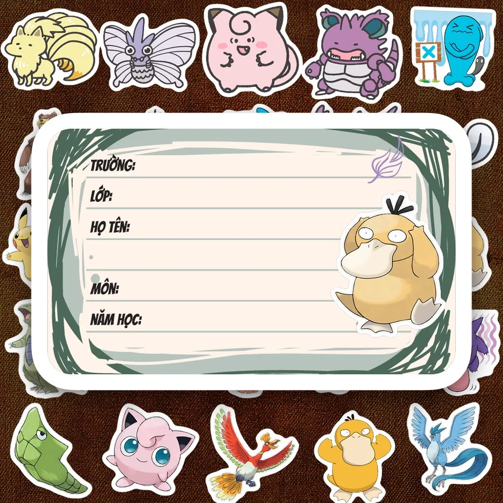 112 Nhãn Vở IN LASER Pokemon Hoạt Hình Cute Dễ Thương Dán Vở Tập Sổ Tay Học Sinh