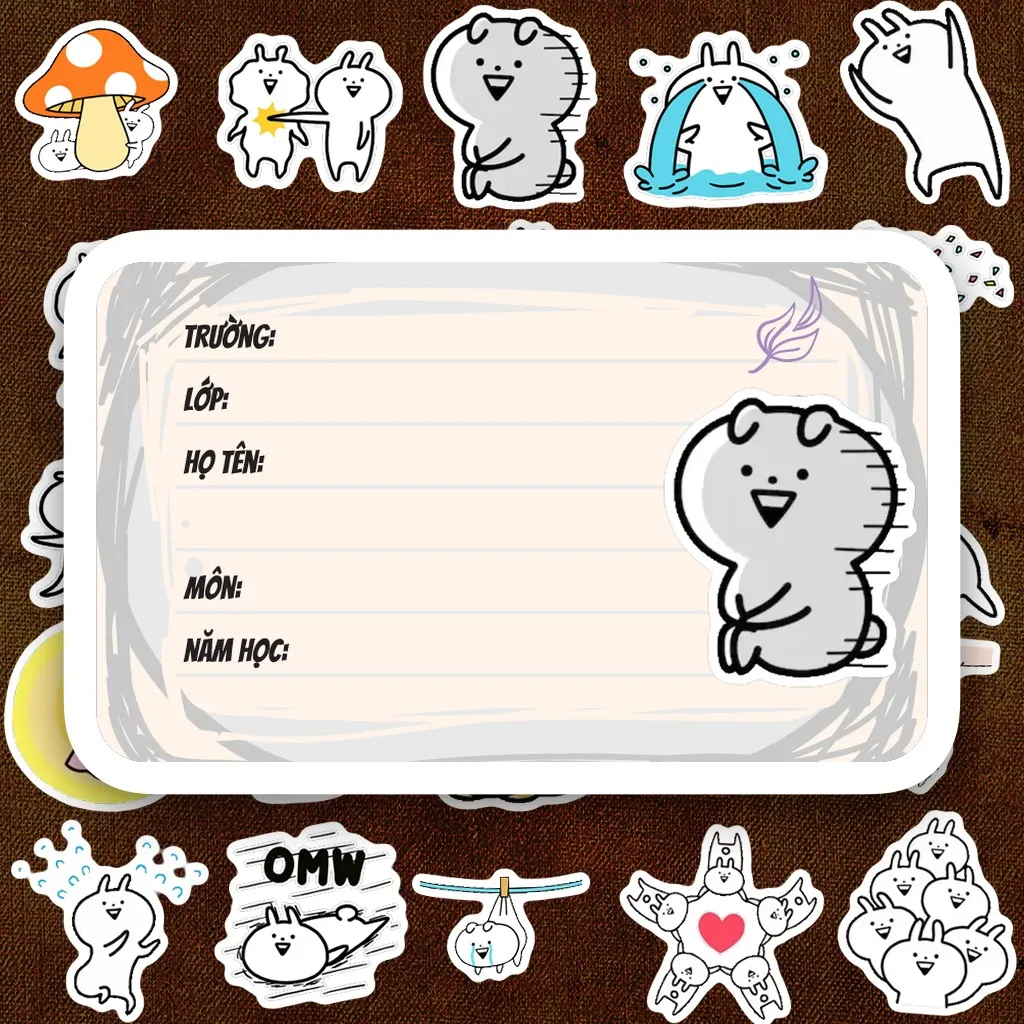 112 Nhãn Vở IN LASER Usagyuuun Thỏ Bựa Meme Hài Hước Cute Dễ Thương Dán Vở Tập Sổ Tay Học Sinh